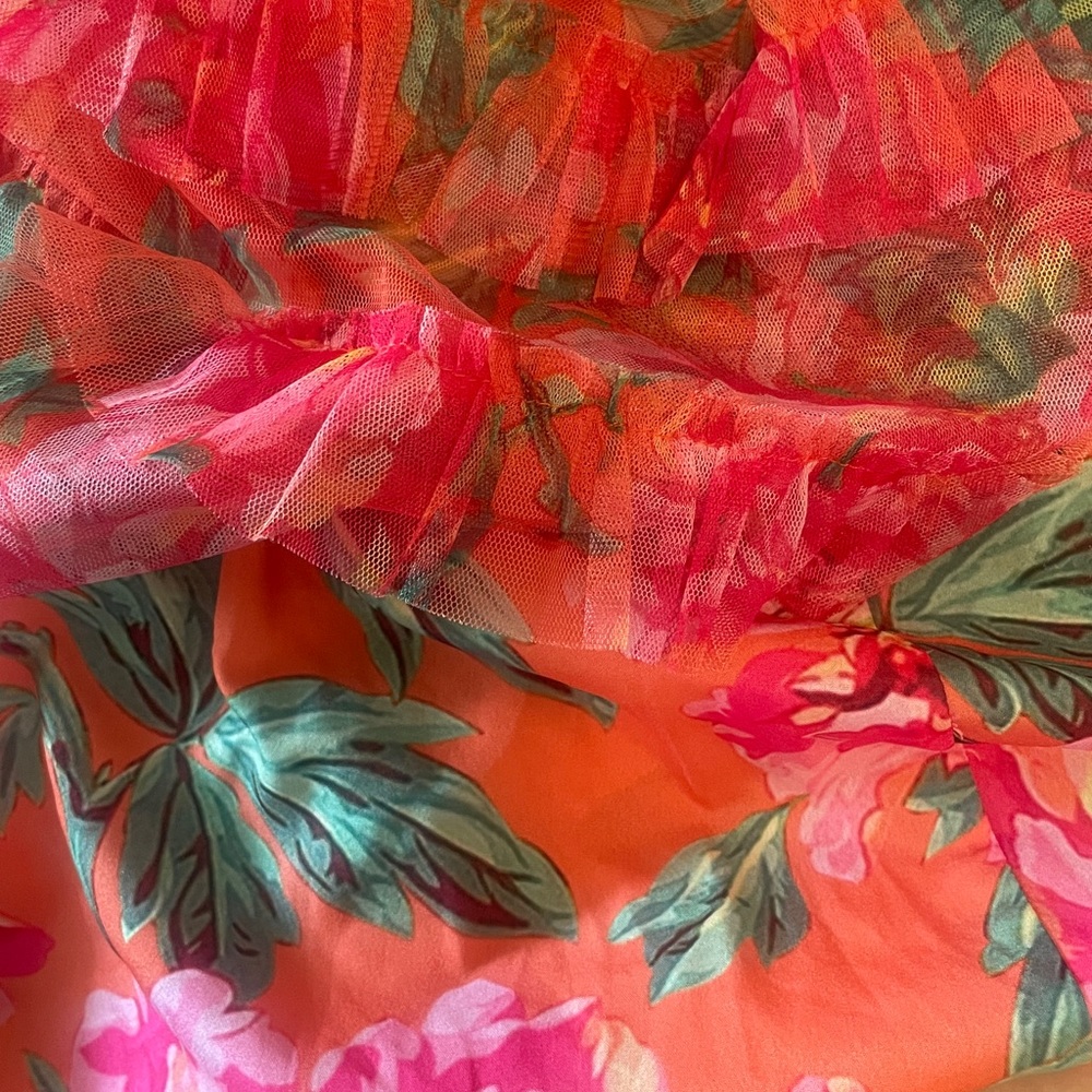 Mac Duggal Multi Color Strapless Floral Micro Ruffle Dress size 8 - Picture 12 of 17